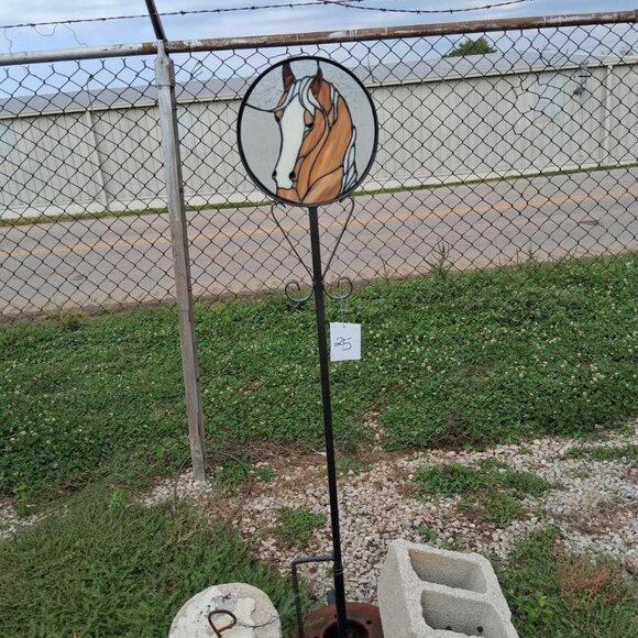 Stained Glass Horse Head Garden Stake - Picture 2 of 2